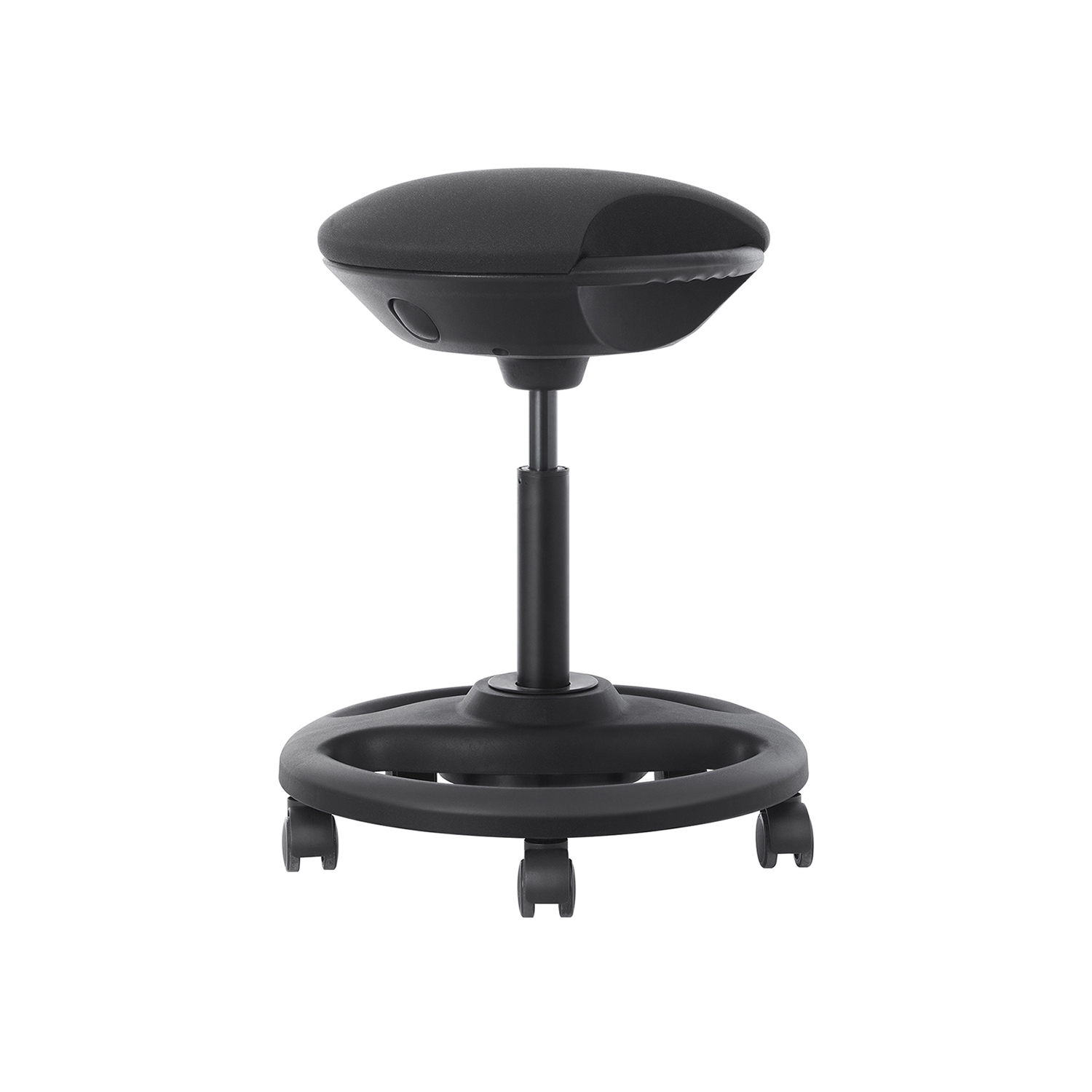 Biroja taburete uz riteņiem, regulējams augstums, melna, sēdeklis Ø 42 cm, 55-73 cm
