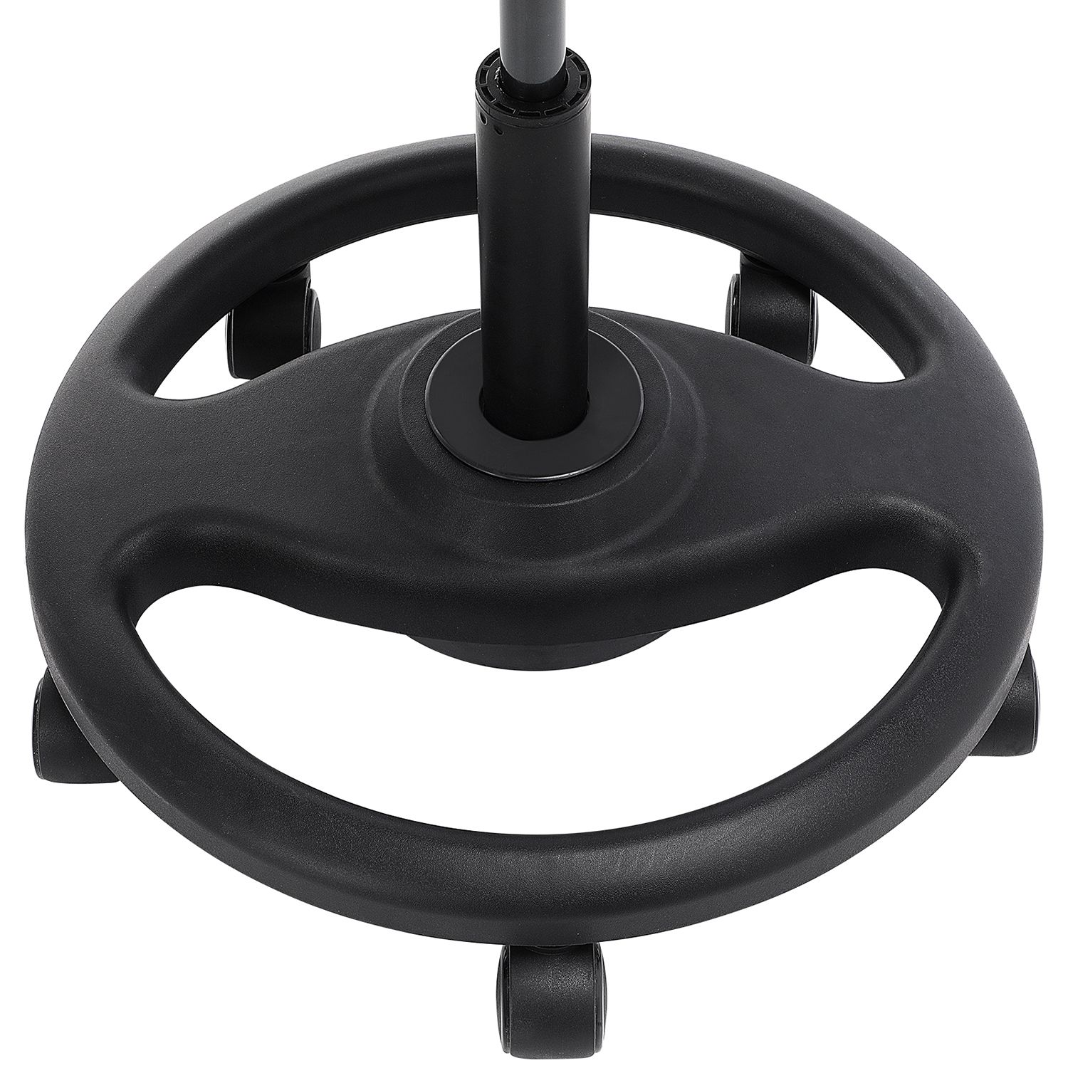 Biroja taburete uz riteņiem, regulējams augstums, melna, sēdeklis Ø 42 cm, 55-73 cm - Image 7