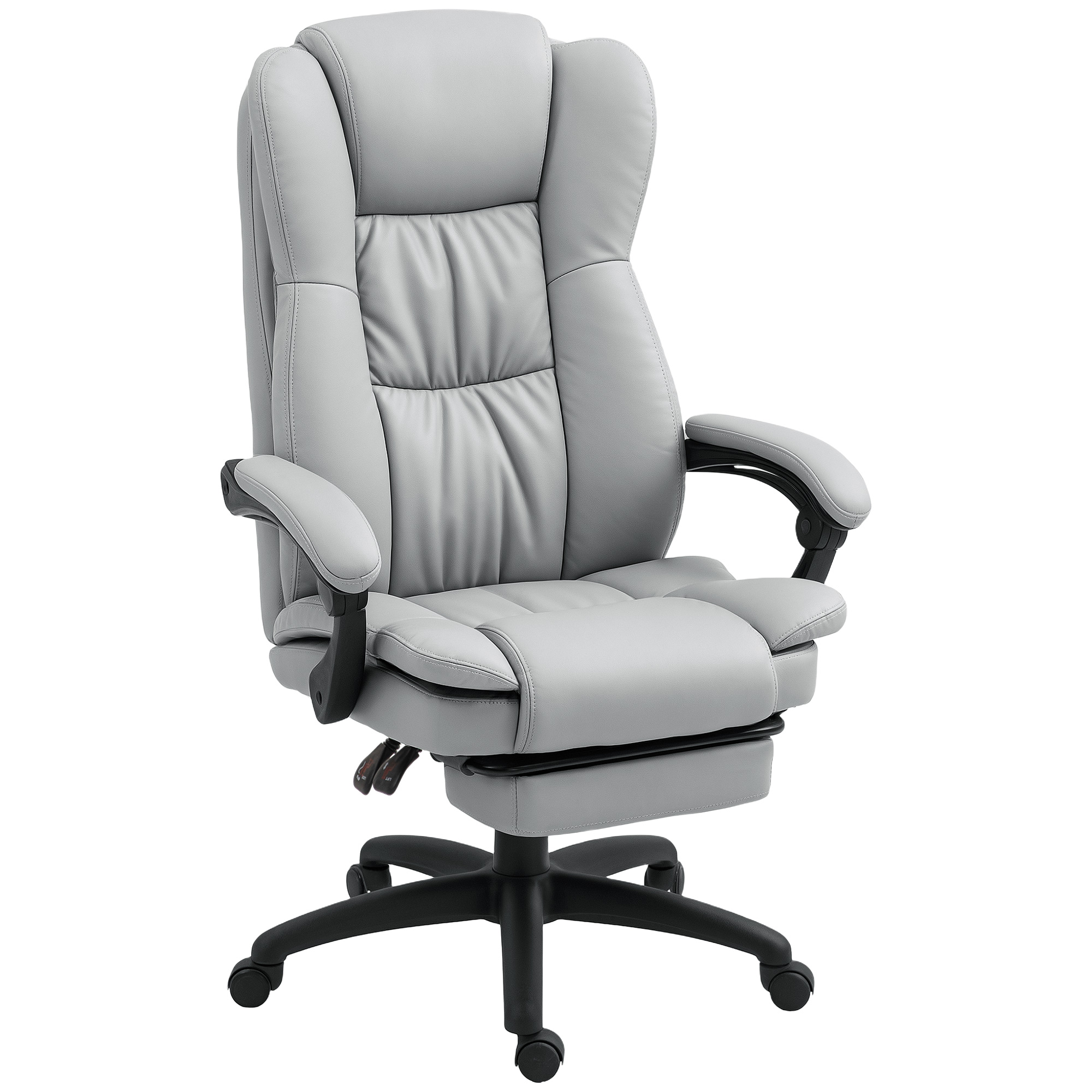 Reguleeritav kontoritool jalatoe ja massaažifunktsiooniga, helehall, 68,5 x 68,5 x 113-121 cm