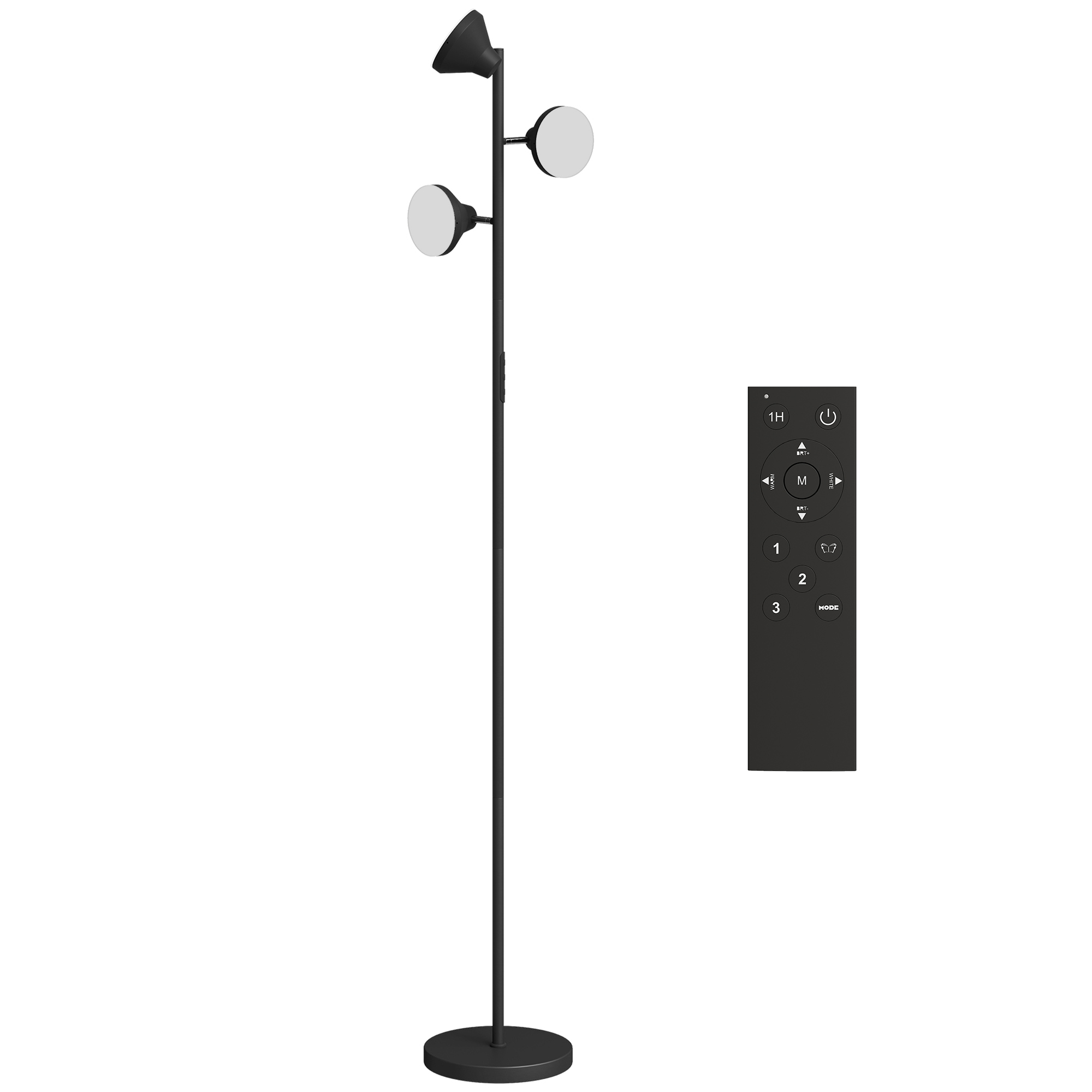 Põrandalamp lugemislambiga, RGB, must, 170 cm