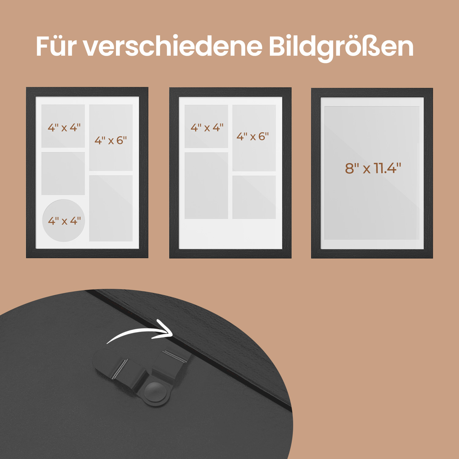 A4 pildiraam, 36,5 x 26 cm, MDF ja klaas, must saareviimistlus - Image 3