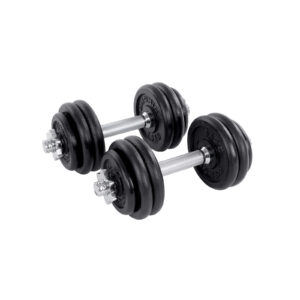Reguleeritav hantlikomplekt, 30 kg, 2 x 15 kg, must, ühendustoruga