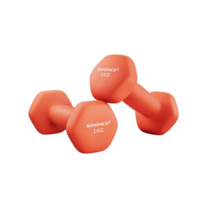 Käsipainosarja, 2 kpl, oranssi, valurauta neopreenipinnoitteella, 2 x 1 kg