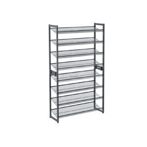 Jalatsiriiul, 2-osaline komplekt, 8 riiulitasandit, hall, rauast, 92,5 x 30,7 x 163,5 cm
