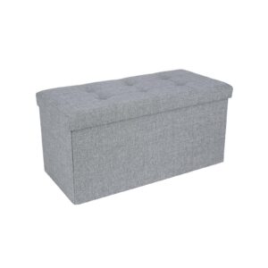Säilytysrahi penkki, 76 x 38 x 38 cm, vaaleanharmaa meleerattu, pellava, enintään 300 kg