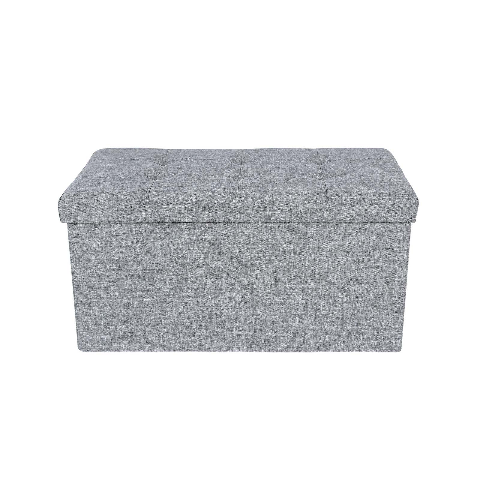 Daiktadėžė-sėdmaišis, 76 x 38 x 38 cm, šviesiai pilka marginta, lininė, iki 300 kg - Image 2