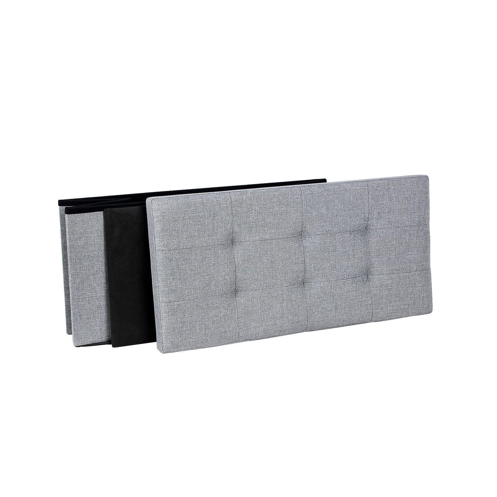 Daiktadėžė-sėdmaišis, 76 x 38 x 38 cm, šviesiai pilka marginta, lininė, iki 300 kg - Image 4