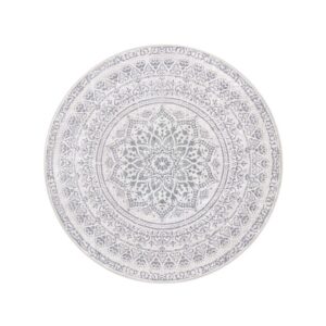 Ümmargune vaip, läbimõõt 120 cm, boho stiil, taupehall