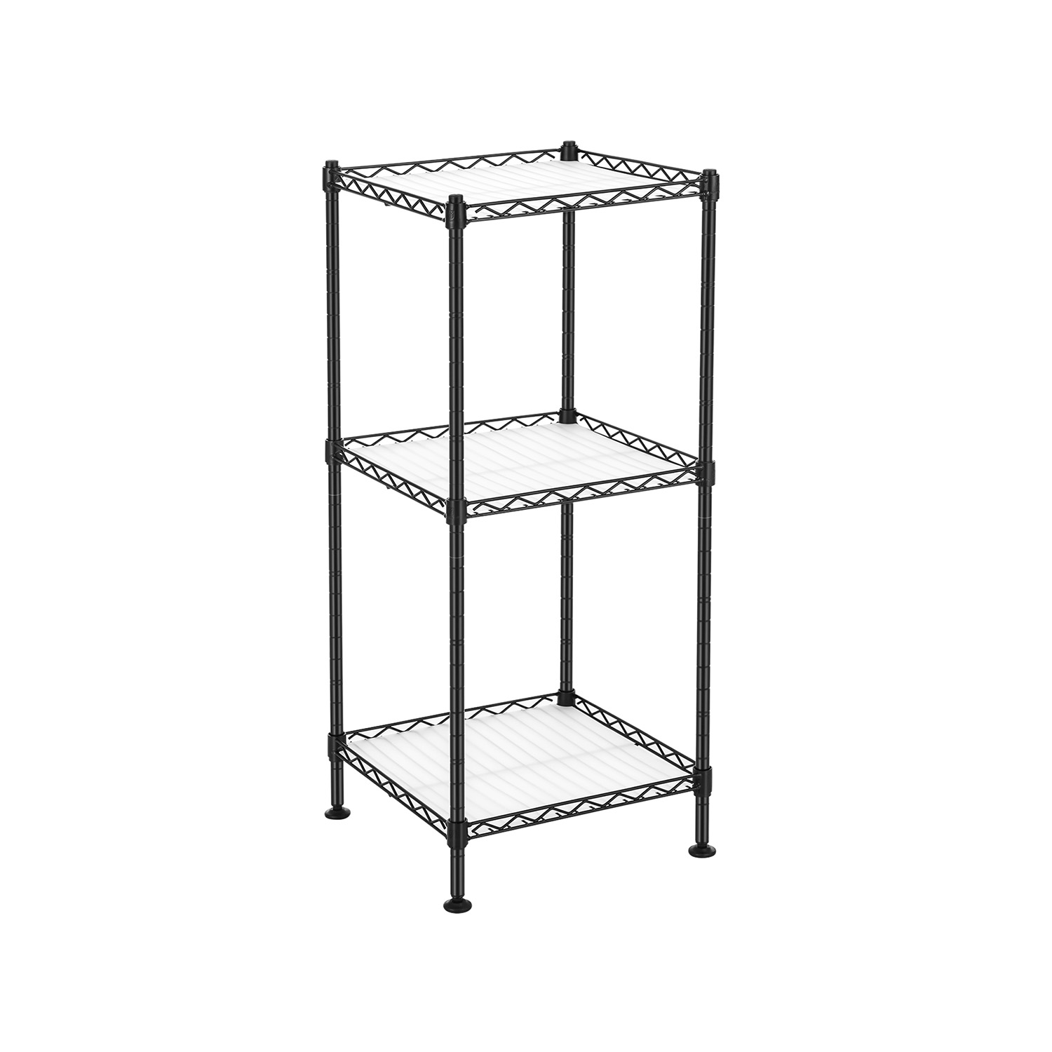 Vapaasti seisova 3-tasoinen metallihylly, musta, 30 x 30 x 73 cm, enint. 60 kg