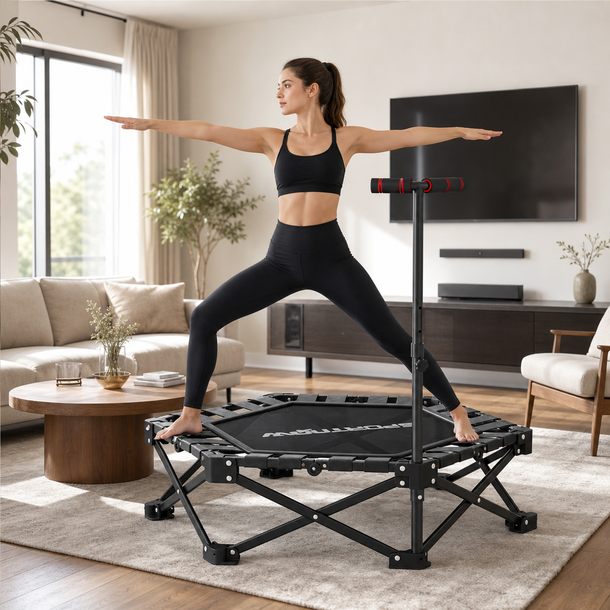 Sulankstomas fitnesso batutas su T rankena, juodas, 120 kg - Image 8