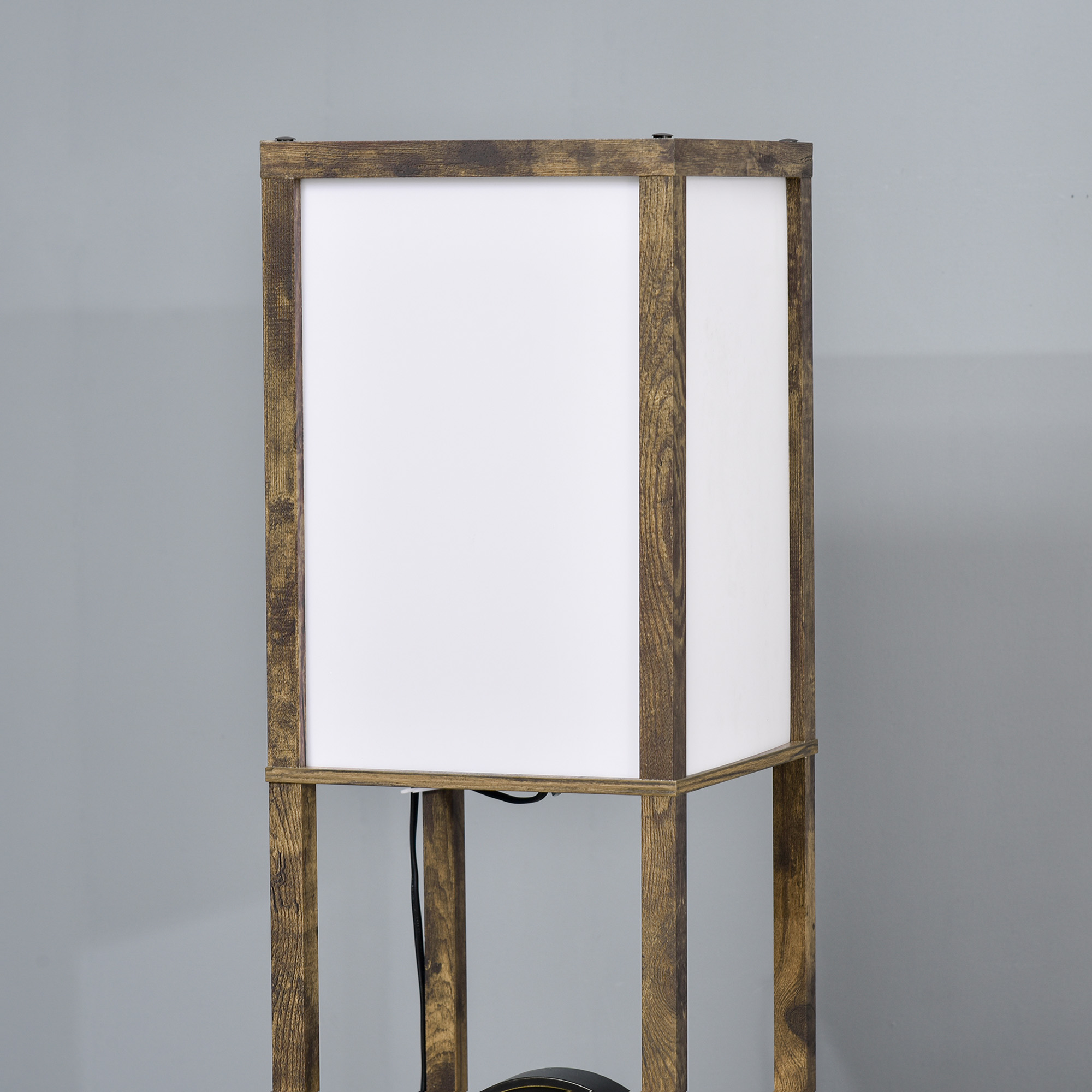 Stāvlampa ar plauktiem, brūna/balta, 26 x 26 x 160 cm - Image 9