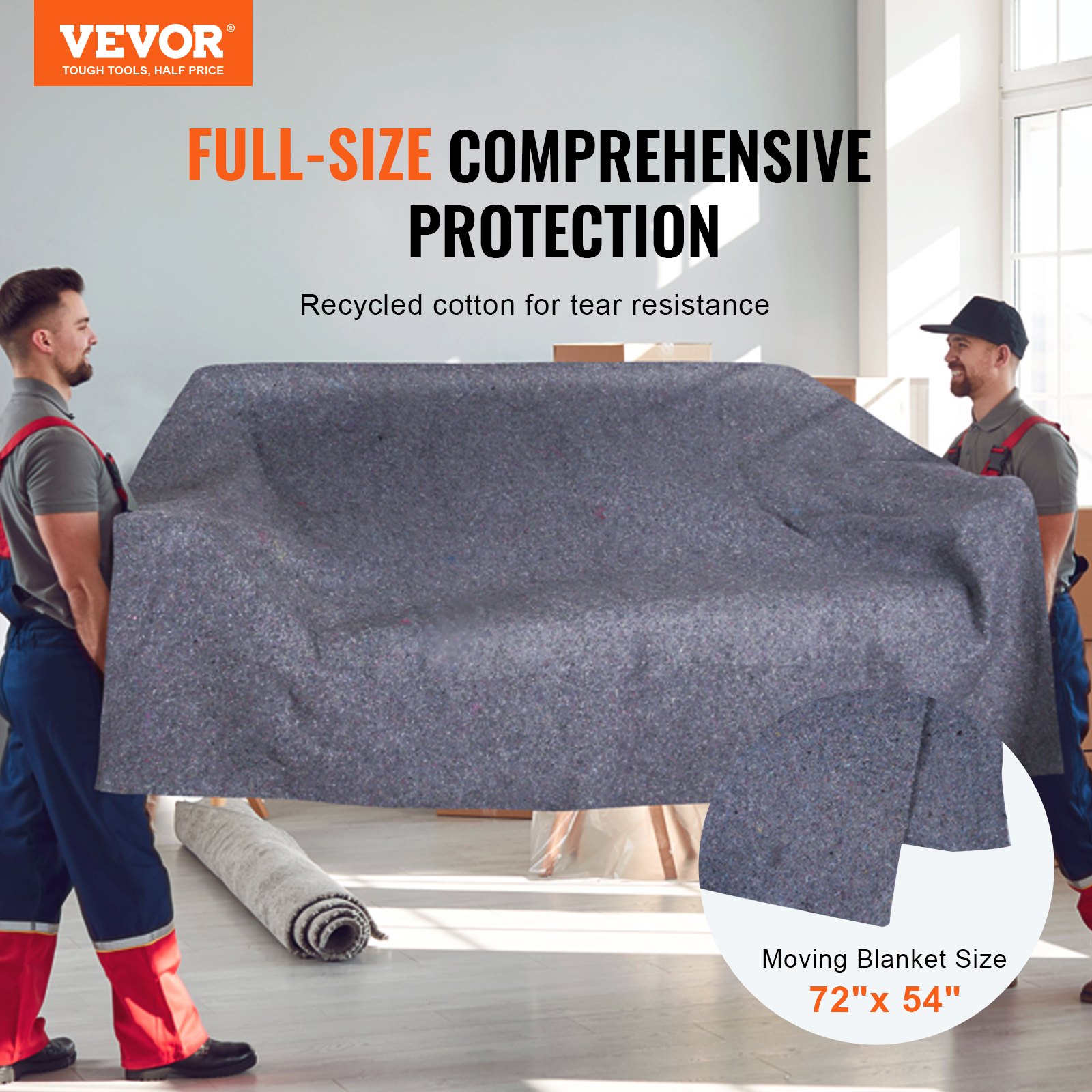 Kolimistekatted, 1829 x 1372 mm, 0,8 kg/tk, 24 tk, taaskasutatud puuvill