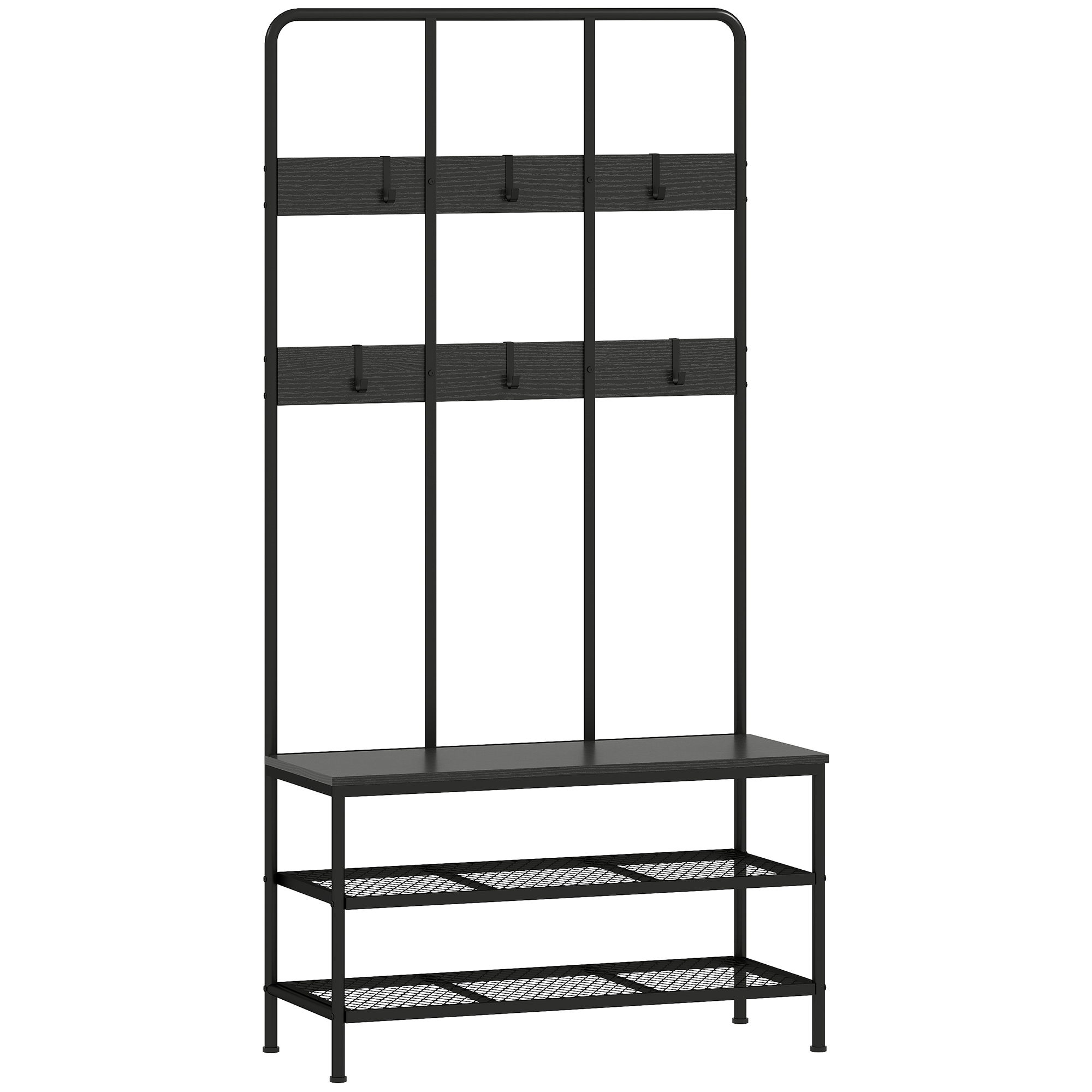 3-in-1 esikukapp jalatsiriiuli ja pingiga, must, 91 x 36 x 180 cm