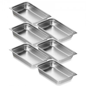 6-osaline hotellipannide komplekt, täissuuruses, 107 mm sügav, roostevaba teras