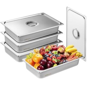 4-osaline hotellipannide komplekt, täissuuruses roostevabast terasest aurupann kaanega, 0,8 mm paksune, 107 mm sügav