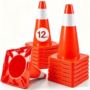 12 tk 46 cm liikluskoonused, PVC-alusega, punased, helkurrõngastega
