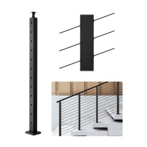 Trepi kaablikäsipuu post, 106,7 x 5,1 x 5,1 cm, eelpuuritud 30° nurga all aukudega, must