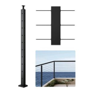 Teräksinen kaidepylväs, 914 x 25 x 51 mm kulmapylväs, L-muotoisilla valmiiksi poratuilla rei'illä