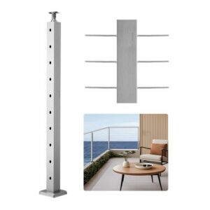 1-osaline kaablipiirde post, 91,4 x 5,1 x 5,1 cm horisontaalsete avadega tekipiirde post, hõbedane