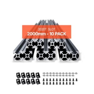 10 tk 2000 mm T-pilu 2020 alumiiniumprofiil, anodeeritud lineaarne siin, must