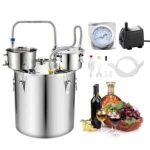 Alkoholidestillaator thumper-anumaga, 50 l, roostevaba teras, hõbedane