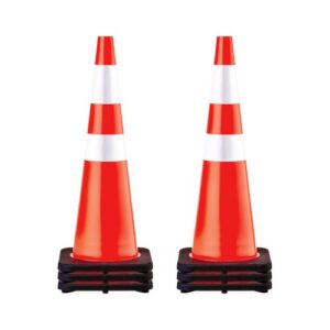 6-osaline 91 cm liikluskoonuste komplekt, oranžid PVC koonused musta raskendatud alusega