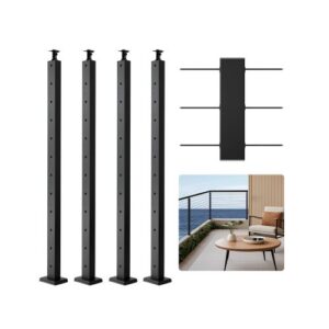4-osaline kaablipiirete postide komplekt, must, 107 cm, horisontaalsete aukudega