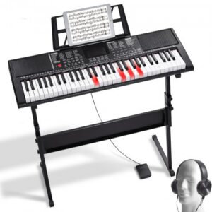 BD-662 skaitmeninis pianinas su 61 klavišu, apšviečiami klavišai, reguliuojamas stovas