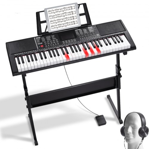 BD-662 skaitmeninis pianinas su 61 klavišu, apšviečiami klavišai, reguliuojamas stovas