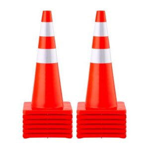 Ohutuskoonused, 73 cm, 12 tk, PVC, oranžid, 2 helkurribaga ja raskendatud alusega
