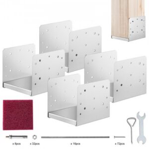 4 tk reguleeritav roostevabast terasest posti alus, 203,2 x 203,2 mm