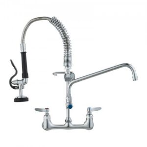 Komerciāls jaucējkrāns ar iepriekšējās skalošanas smidzinātāju, 53 cm augstums, 20 cm centrs, 30 cm grozāms snīpis