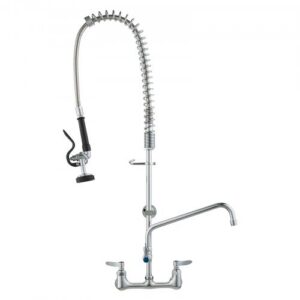 Komerciāls jaucējkrāns ar priekšskalošanas smidzinātāju, 91 cm (91, 4 cm) augstums, 20 cm (20, 3 cm) centri, 30 cm (30