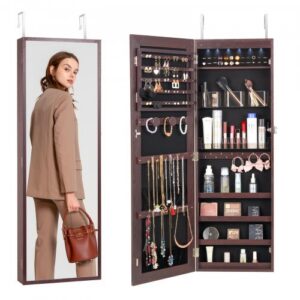 Veidrodinė papuošalų spintelė PY-2311SS, ruda, 37 x 10 x 108 cm