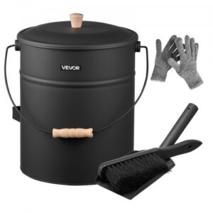 Tuhakopp, 4-osaline kaanega komplekt, labida, harja ja kinnastega, 15 l