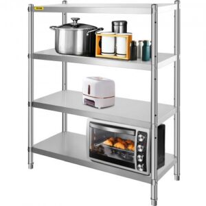 Nerūsējošā tērauda 4 līmeņu regulējams plauktu statīvs, 118,9 x 47 cm