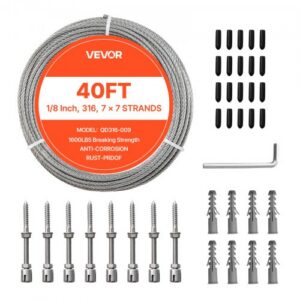 3,2 mm trossikomplekt, 12,2 m, 316 roostevaba teras, 7 x 7, 7,1 kN