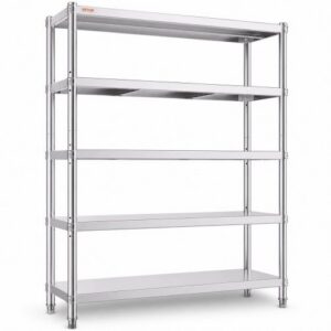 Nerūsējošā tērauda 5 līmeņu regulējams plaukts, 1200 × 455 × 1830 mm