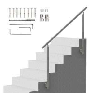 Välitrepi käsipuu, 149,9 cm, küljele paigaldatav, hõbedane
