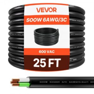 25 m 6 AWG (16 mm²) premium elektritoite pikenduskaabel, vaskjuht