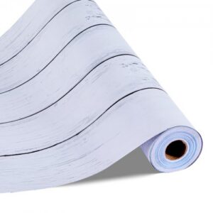 Isekleepuv tapeet, 45 cm x 12 m, valge puidutekstuuriga