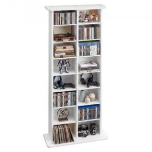 Multivides glabāšanas skapis, 8 līmeņu DVD plaukts, balts