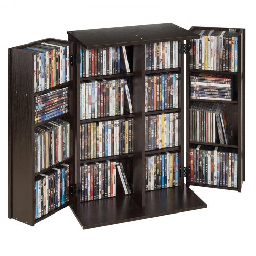 Medijos laikymo spintelė , 4 aukštų DVD lentyna, ruda, 61 x 37 x 85 cm