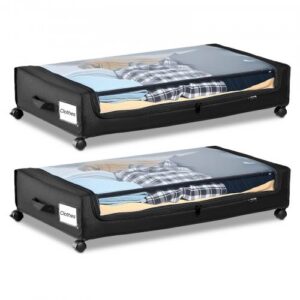 Voodi all hoiukast ratastega, 770 x 470 x 173 mm, läbipaistva kaanega, 2 tk