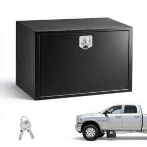Alustan alle asennettava kuorma-auton työkalulaatikko, 914 × 609 × 609 mm teräksinen työkalulaatikko, musta