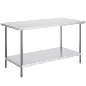 Ruostumattomasta teräksestä valmistettu valmistelupöytä, 762 x 1524 x 864 mm