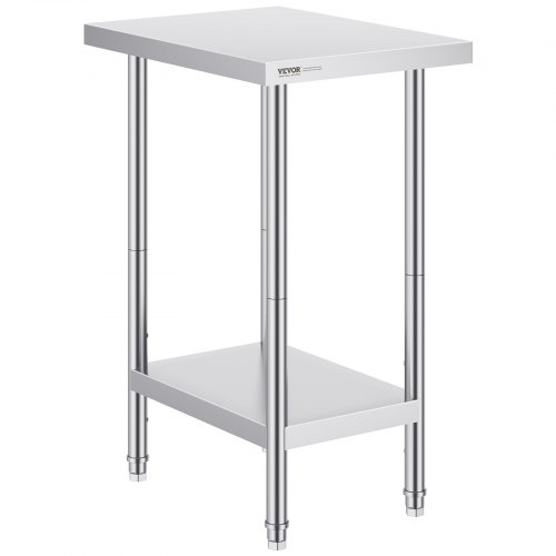 Nerūsējošā tērauda sagatavošanas galds, 610 x 457 x 864 mm, regulējama augstuma darba galds
