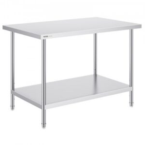 Ruostumattomasta teräksestä valmistettu valmistelupöytä, 76,2 x 121,9 x 86,4 cm, säädettävä työpöytä, 3 korkeustasoa