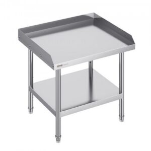 Ruostumattomasta teräksestä valmistettu työpöytä, 610 x 711 x 660 mm, säädettävä korkeus