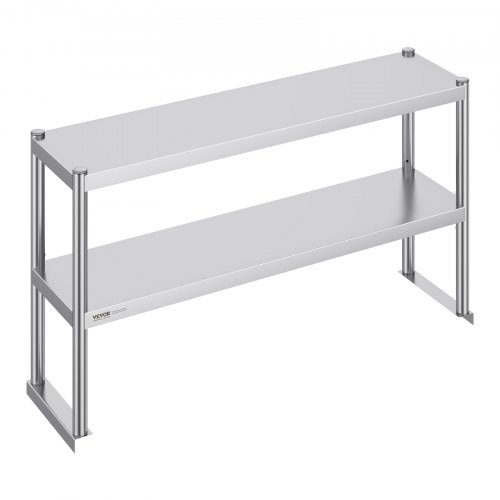 Divu līmeņu nerūsējošā tērauda virsējais plaukts, 305 × 1219 mm, regulējams augstums